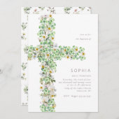 Clover Wildblume überquert Taufe Christening Einladung (Vorne/Hinten)