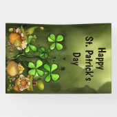 Clovers and Leprechaun Gnomes St. Patrick's Day Banner (Horizontal)