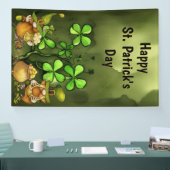 Clovers and Leprechaun Gnomes St. Patrick's Day Banner (Messe)