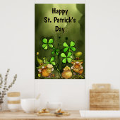Clovers and Leprechaun Gnomes St. Patrick's Day Poster (Küche)