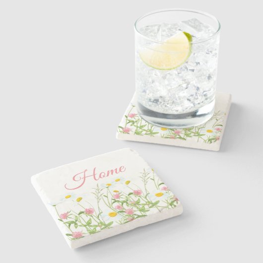 Clovers & Daisies Steinuntersetzer (Seitenansicht)