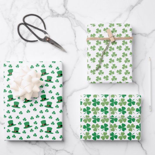 Clovers, Kleeblatt, Hats Irish Vibe Geschenkpapier Set (Vorderseite)