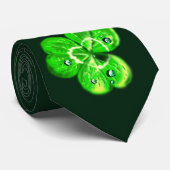 Clovers Neck Tie - Custom Colors - Dunkelgrün Krawatte (Gerollt)