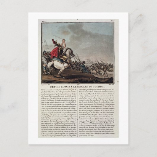 Clovis I (c.466-511) in der Schlacht von Tolbiac,  Postkarte (Vorderseite)