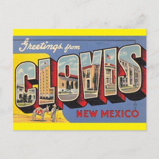 Clovis, New Mexico Vintag Art Travel Postcard Postkarte (Vorderseite)