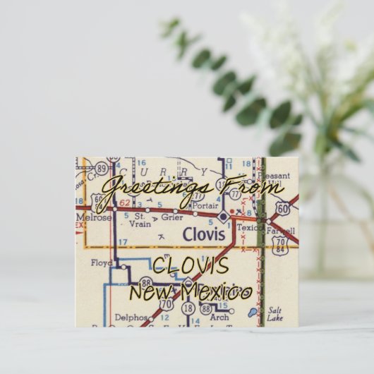 Clovis NM Vintage Karte (Stehend Vorderseite)