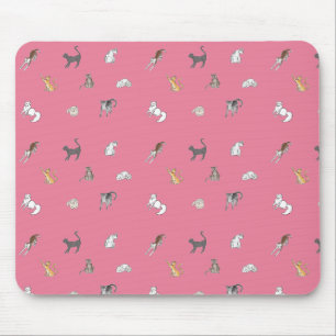 Clowder Katzen in rosa Tasse Küchentücher Tischset Mousepad