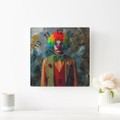 Clown 2 quadratische wanduhr (Zuhause)