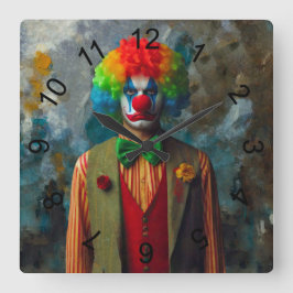 Clown 2 quadratische wanduhr