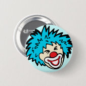 Clown-Abzeichen mit Grafiktasten auf hellblau Button (Vorne & Hinten)