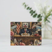 Clown am Schreibtisch Postkarte (Stehend Vorderseite)