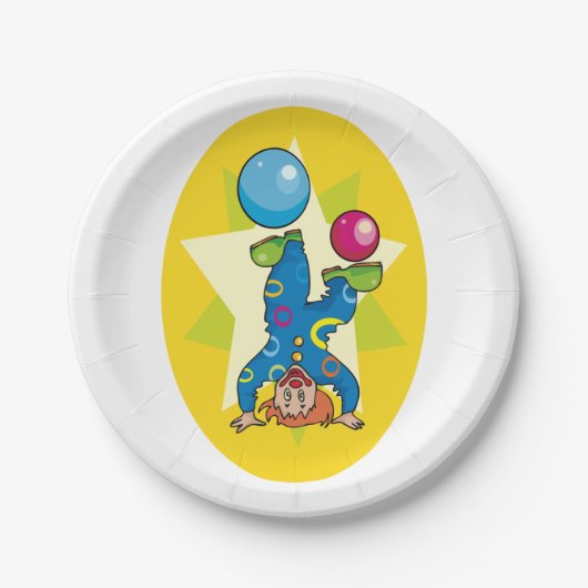 Clown auf seinem Kopf Pappteller (Vorderseite)