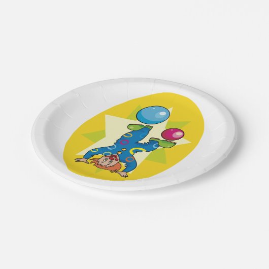 Clown auf seinem Kopf Pappteller (Schrägansicht)