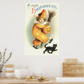 Clown Black Cat Kürbislaterne Pumpkin Poster (Küche)