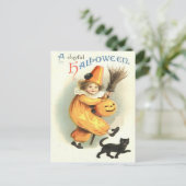 Clown Black Cat Kürbislaterne Pumpkin Postkarte (Stehend Vorderseite)