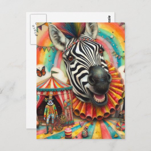 Clown Circus Zebra Postkarte (Vorne/Hinten)