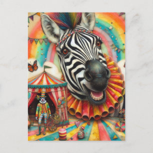 Clown Circus Zebra Postkarte