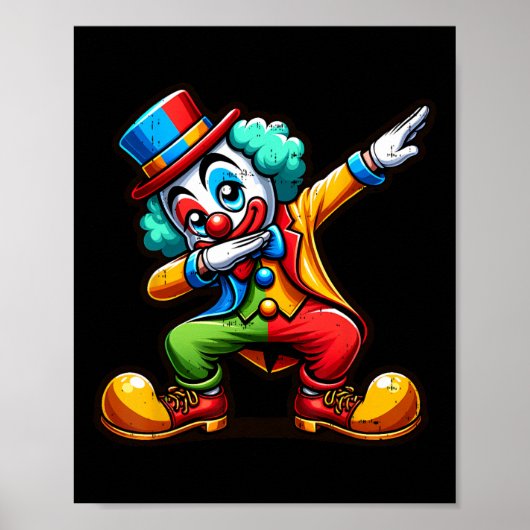Clown Dabbing Funny Dancing Dab Boys Girls Kinder Poster (Vorne)