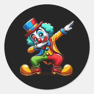 Clown Dabbing Funny Dancing Dab Boys Girls Kinder Runder Aufkleber