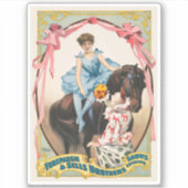 Clown, der einer Frau Blume auf dem Pferd übergibt Aufkleber (Vorderseite)