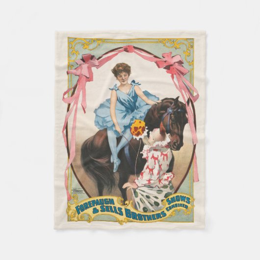 Clown, der einer Frau Blume auf dem Pferd übergibt Fleecedecke (Vorderseite)