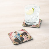 Clown, der einer Frau Blume auf dem Pferd übergibt Getränkeuntersetzer (Rechte Seite)