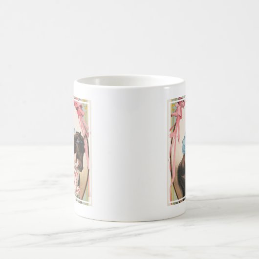 Clown, der einer Frau Blume auf dem Pferd übergibt Kaffeetasse (Mittel)