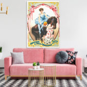 Clown, der einer Frau Blume auf dem Pferd übergibt Leinwanddruck (Insitu (Wohnzimmer))