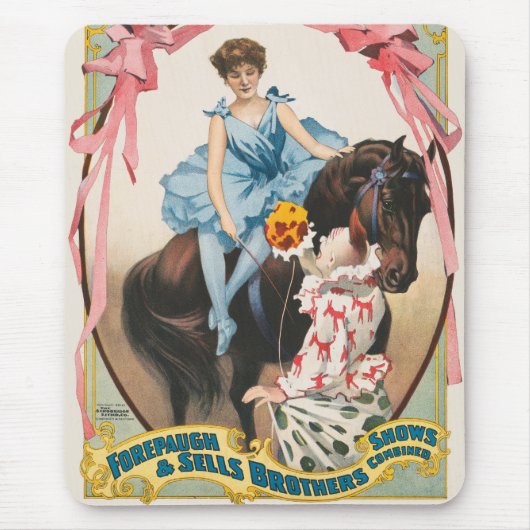 Clown, der einer Frau Blume auf dem Pferd übergibt Mousepad (Vorne)