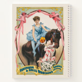 Clown, der einer Frau Blume auf dem Pferd übergibt Notizblock (Rückseite)