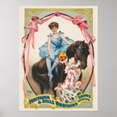 Clown, der einer Frau Blume auf dem Pferd übergibt Poster (Vorne)