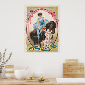 Clown, der einer Frau Blume auf dem Pferd übergibt Poster (Küche)