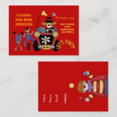 Clown der Visitenkarte für Miete von Party Kinder (Vorne/Hinten)