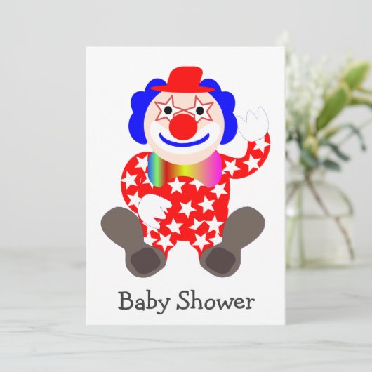 Clown Design Babydusche Einladung (Stehend Vorderseite)