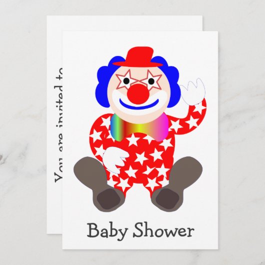 Clown Design Babydusche Einladung (Vorne/Hinten)