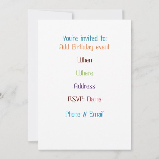 Clown Einladung (Rückseite)