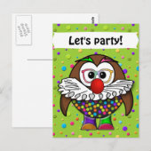 Clown-Eule Postkarte (Vorne/Hinten)