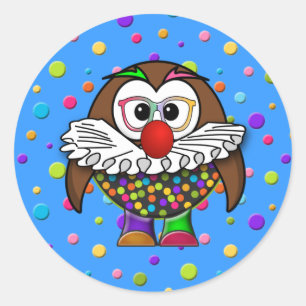 Clown-Eule Runder Aufkleber