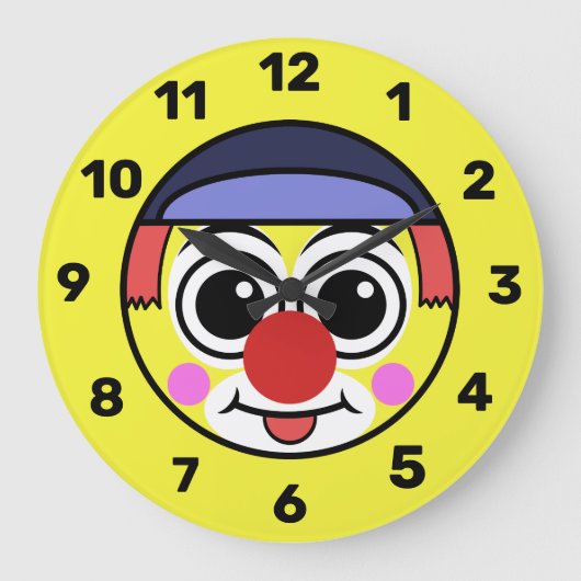 Clown Face Emoji Große Wanduhr (Vorderseite)