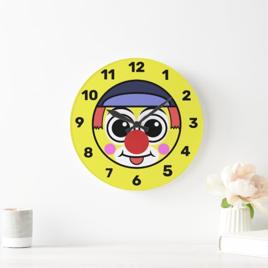 Clown Face Emoji Große Wanduhr (Zuhause)