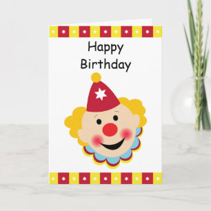 Clown Face Happy Birthday Card Karte