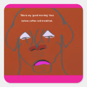 Clown-Faced Dog Cartoon Sketch Quadratischer Aufkleber (Vorderseite)