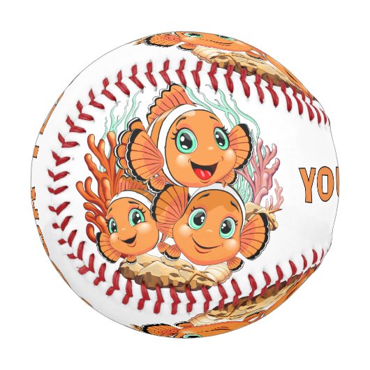 Clown fish Cartoon cute Family Underwater Baseball (Vorderseite Links)