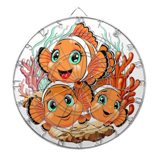 Clown fish Cartoon cute Family Underwater Dartscheibe (vorne)
