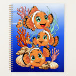 Clown fish Cartoon cute Family Underwater Planer<br><div class="desc">Cute and Joyful little Clownfish Cartoon Characters swimming together on underwater Coral Reef Background. Original Vector Illustration Copyright BluedarkArt.</div>