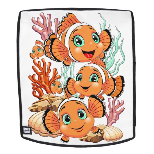 Clown fish Cartoon cute Family Underwater Rucksack (Abnehmbare Front)