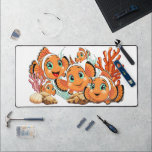 Clown fish Cartoon cute Family Underwater Schreibtischunterlage<br><div class="desc">Cute and Joyful little Clownfish Cartoon Characters swimming together on underwater Coral Reef Background. Original Vector Illustration Copyright BluedarkArt.</div>