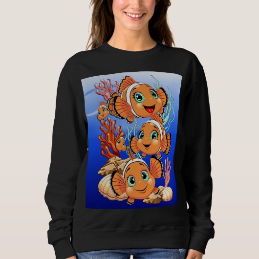 Clown fish Cartoon cute Family Underwater Sweatshirt (Vorderseite)