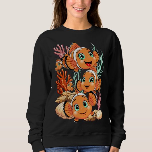 Clown fish Cartoon cute Family Underwater Sweatshirt (Vorderseite)