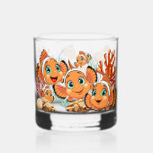 Clown fish Cartoon cute Family Underwater Whiskyglas (Rückseite)